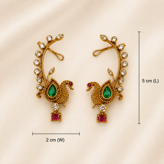 Mayuravalli Ear Cuffs - Green