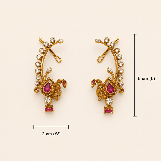 Mayuravalli Ear Cuffs - Pink