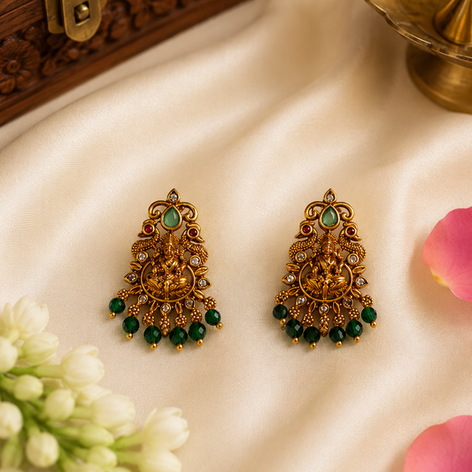 Lakshmi Padmika Studs - Green