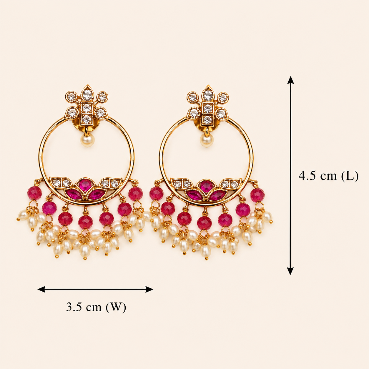 Padma Jhalari Chandbalis - Pink