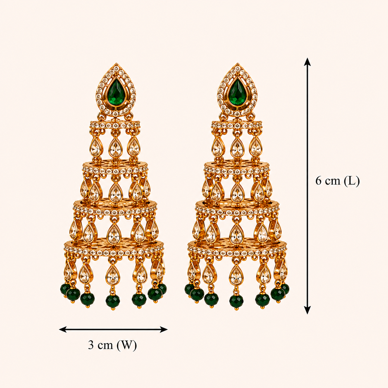 Ratna Deepamalika Jhumkas - Green