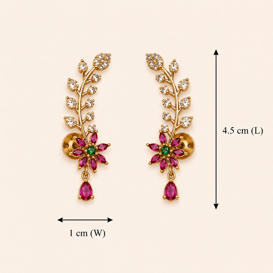 Pushpa Lata Ear Cuff- Pink