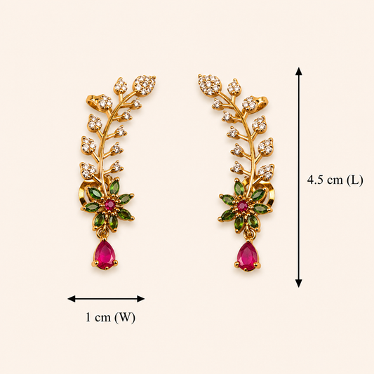 Pushpa Lata Ear Cuff - Green