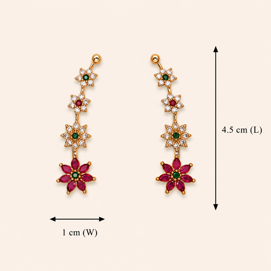 Mallika Lata Ear Climbers - Pink