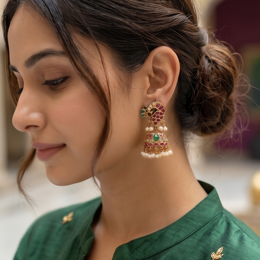 Mayura Ratna Jhumka Earrings