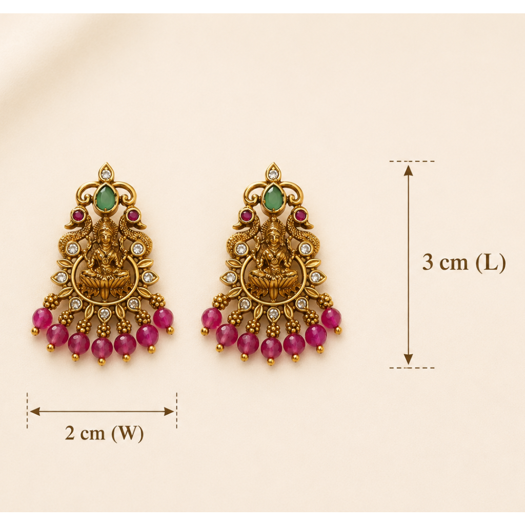 Lakshmi Padmika Studs - Pink