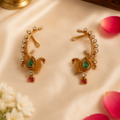 Mayuravalli Ear Cuffs - Green
