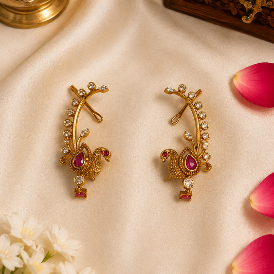 Mayuravalli Ear Cuffs - Pink