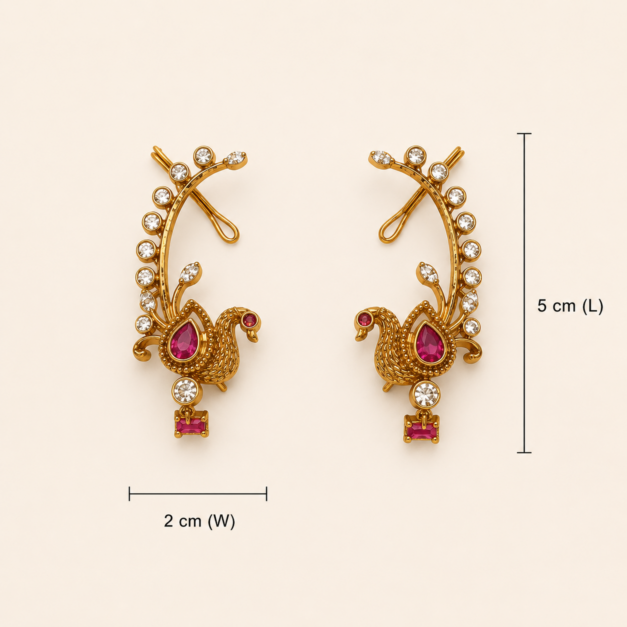 Mayuravalli Ear Cuffs - Pink