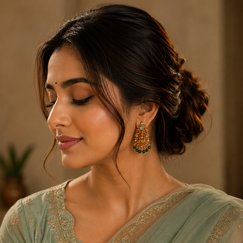 Lakshmi Padmika Studs - Green