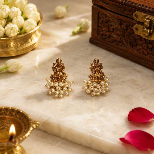 Shriyambari Studs - Pearl