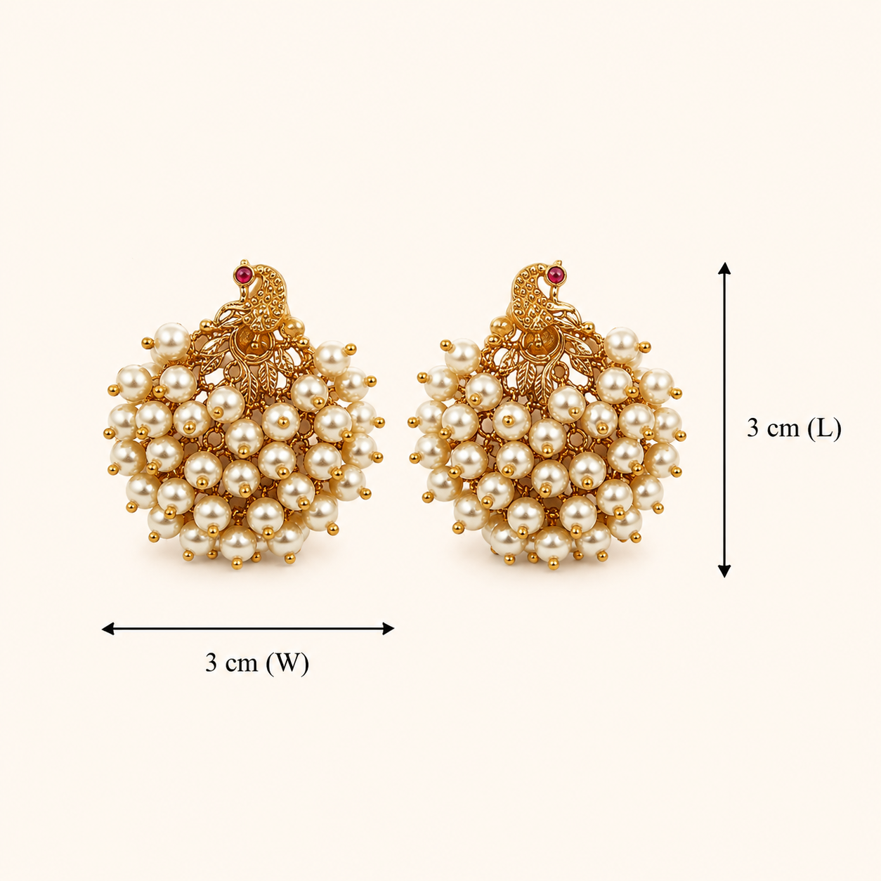 Manikambari Studs - Pearl