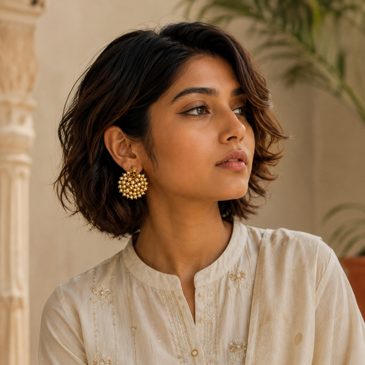 Manikambari Studs - Pearl