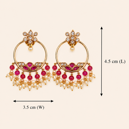 Padma Jhalari Chandbalis - Pink