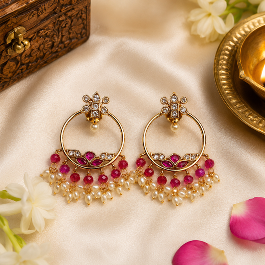 Padma Jhalari Chandbalis - Pink