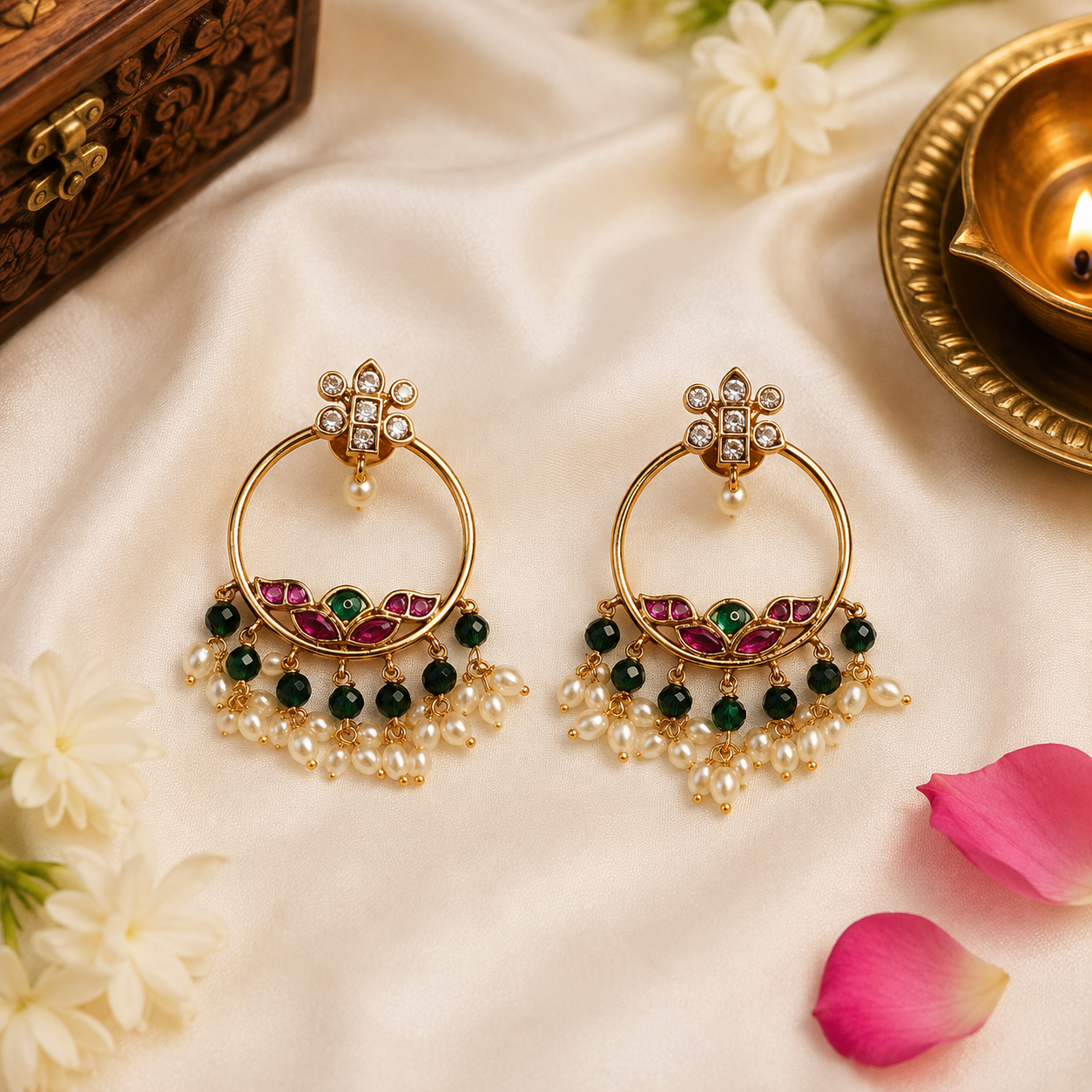 Padma Jhalari Chandbalis - Green