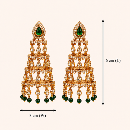 Ratna Deepamalika Jhumkas - Green