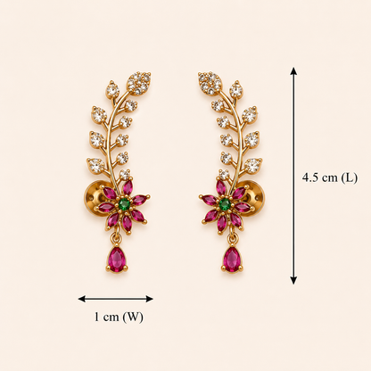 Pushpa Lata Ear Cuff- Pink