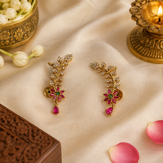 Pushpa Lata Ear Cuff- Pink