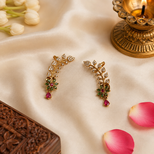 Pushpa Lata Ear Cuff - Green