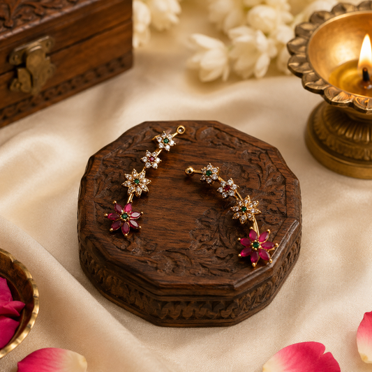 Mallika Lata Ear Climbers - Pink