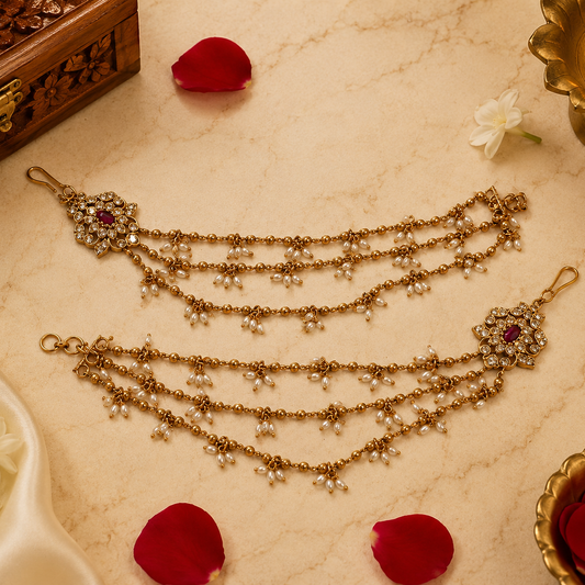 Muktapushpa Ear Chain - Pink