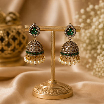 Marakata Chandrika Jhumkas