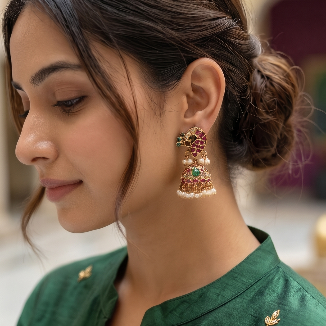 Mayura Ratna Jhumka Earrings
