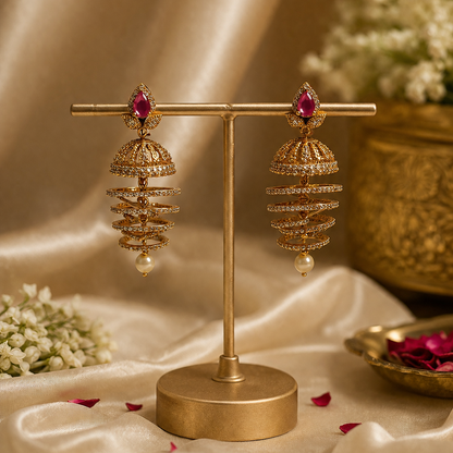 Padmaraga Spiral Jhumka