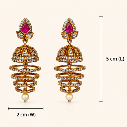 Padmaraga Spiral Jhumka