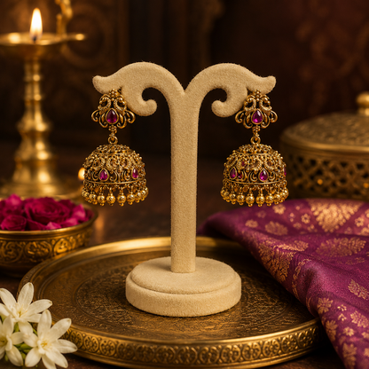 Ratna Veenika Jhumka - Ruby