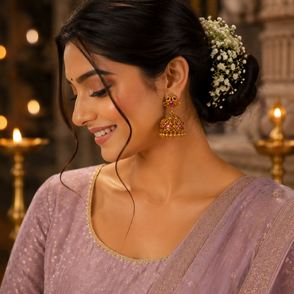 Ratna Veenika Jhumka - Ruby
