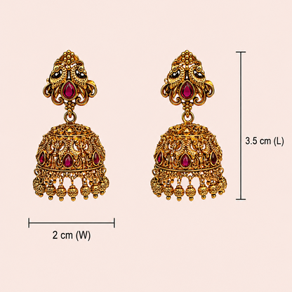 Ratna Veenika Jhumka - Ruby