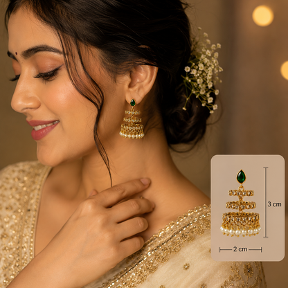 Ratnatora Jhumkas – Emerald